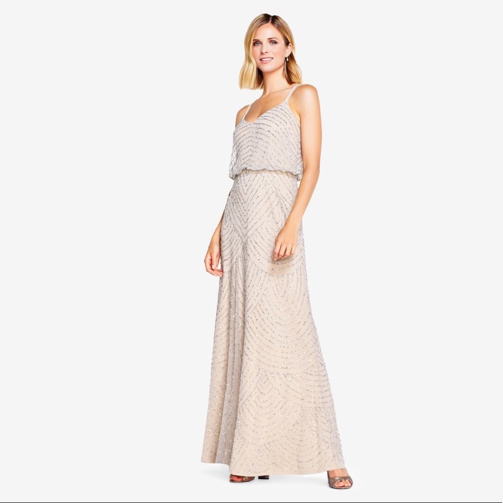 Adrianna Pappell Art Deco Beaded Blouson Gown